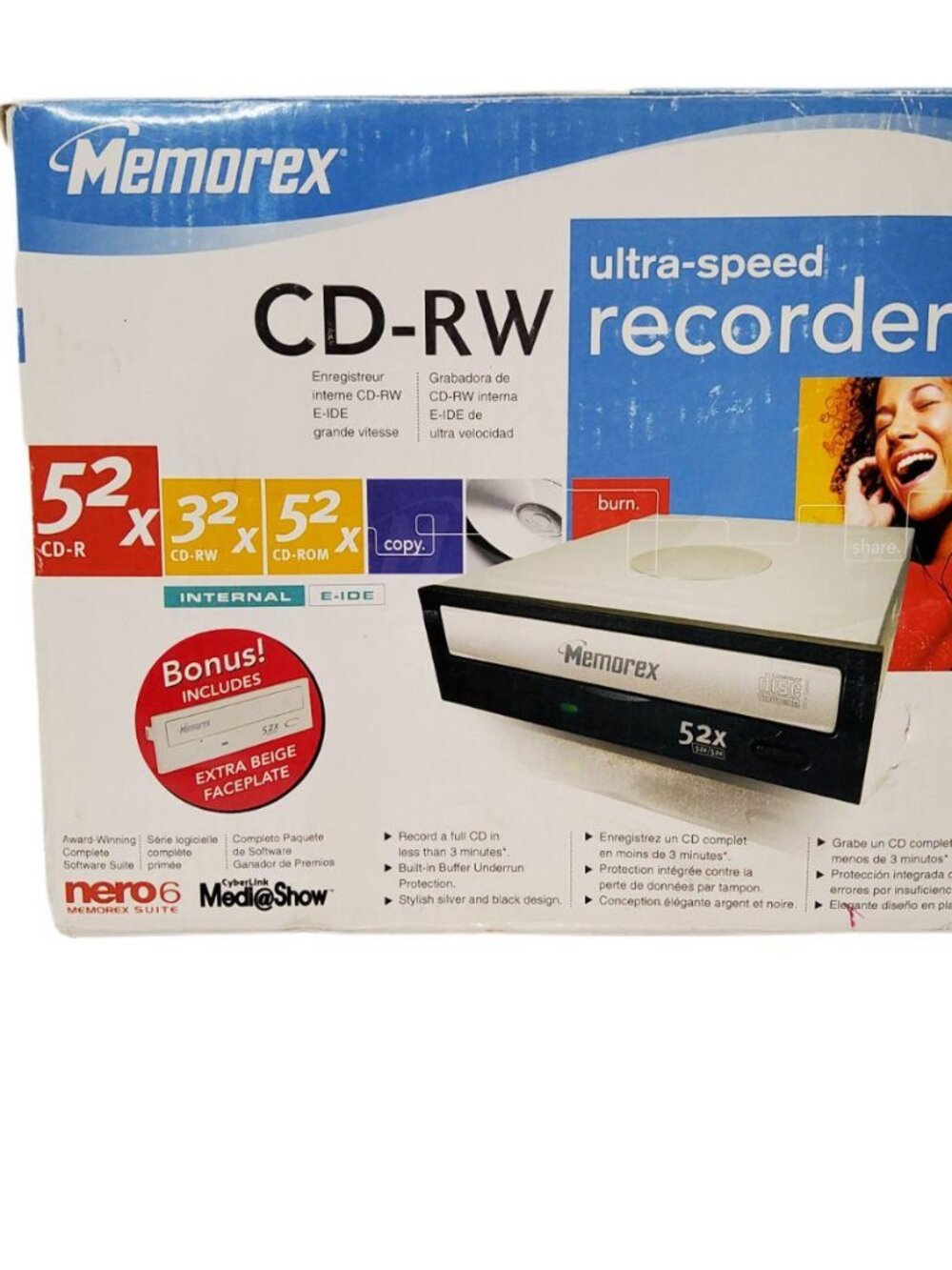 Memorex CD-RW Ultra Speed Recorder Internal E-IDE. Model MRX523252AJI-2